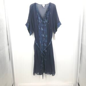 Cinema Floral LARGE Sleeveless Plunge Neck 2 pc. Sleepwear Lingerie robe nightie